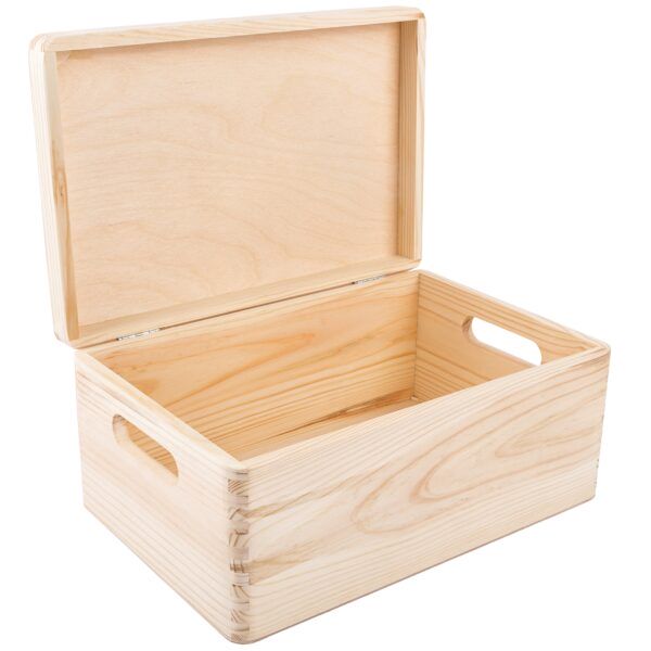 drewniane pudełko z wiekiem i uchwytami