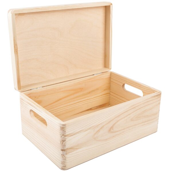 Drewniane pudełko z rączkami, personalizowany własny tekst, 30x20x14 cm