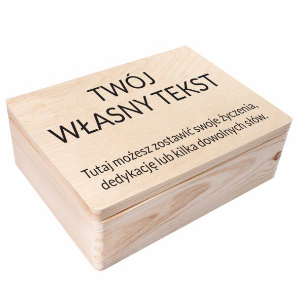 Drewniane pudełko z wiekiem, personalizowany własny tekst, 40x30x14 cm