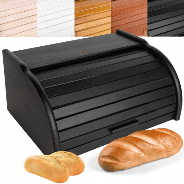 Drewniany chlebak, pojemnik na chleb pieczywo, czarny