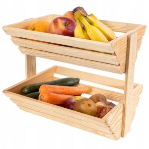 Drewniany stojak piętrowy na owoce i warzywa