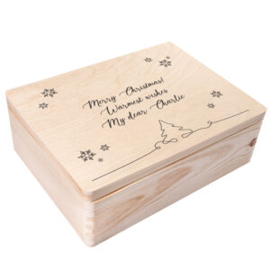 Świąteczne drewniane pudełko, personalizowane, 40 x 30 x 14 cm