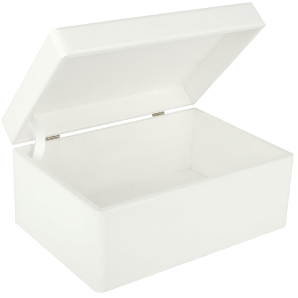 Świąteczne drewniane pudełko pomalowane na biało, personalizowane, 30 x 20 x 14 cm