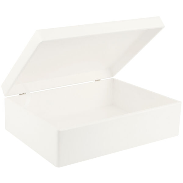 Świąteczne drewniane pudełko pomalowane na biało, personalizowane, 40 x 30 x 14 cm