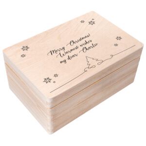 Świąteczne drewniane pudełko, personalizowane, 30 x 20 x 14 cm